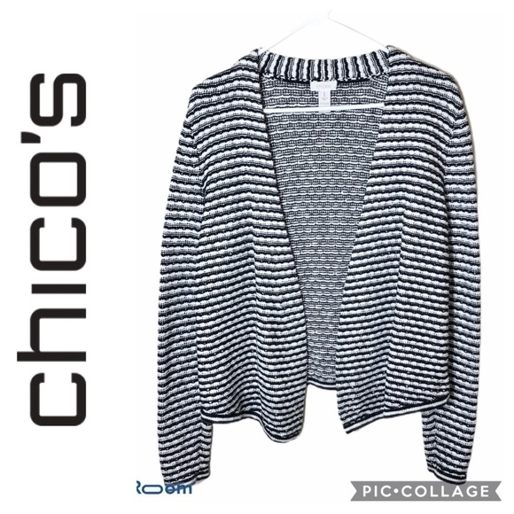 Chico’s Striped No Closure Cardigan Sz 1 Small - Picture 1 of 6